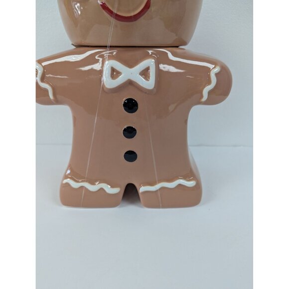 Gingerbread Man Ceramic Cookie Jar With Lid 10-Inch Tall Hand Wash Only Ideal Fo - Picture 2 of 5